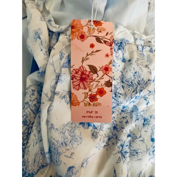 SHEIN MOD Floral Romper Sz L Feminine White Blue Resort Summer Boho Cottage NWT - Picture 4 of 5